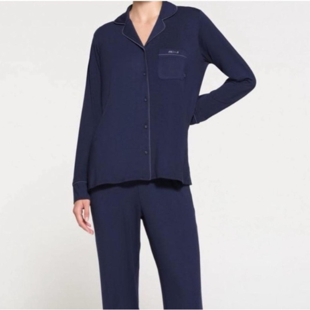 Skims Soft Lounge Sleep Set - Navy with Grey Trim